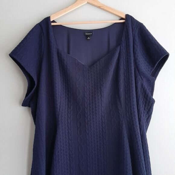 TORRID Mini Textured Fine Knit Skater Dress Navy Sz 6X | 30 - Picture 5 of 9